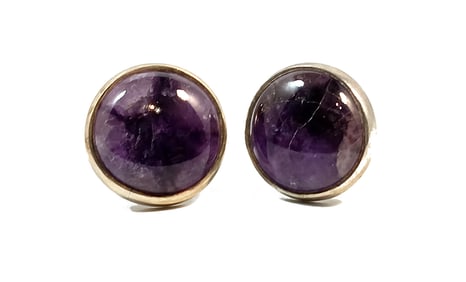A GREAT PAIR OF VINTAGE CUFFLINKS AMETHYST STERLING SILVER