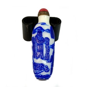 ANTIQUE CHINESE PEKING GLASS SNUFF BOTTLE FIGURES