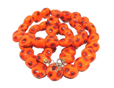A MASSIVE VENETIAN GLASS MILLEFIORI NECKLACE 36" LONG