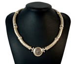 AN IMPRESSIVE COIN NECKLACE STERLING SILVER 90 GRAMS 16"