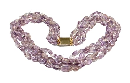 SUPERB VINTAGE AMETHYST NECKLACE 4 STRAND 16.5"   80 GRAMS