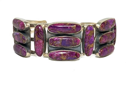 CUFF STERLING SILVER MOJAVE PURPLE TURQUOISE SOUTHWESTERN 2.25" D