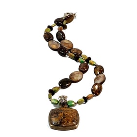 BEAUTIFUL BARSE STERLING SILVER NECKLACE TURQUOISE ABALONE BRONZITE