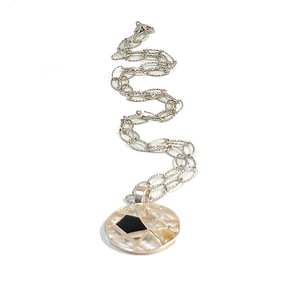 AN ESTATE  NECKLACE CHARLES GARNIER STERLING ONYX RUTILATED QUARTZ
