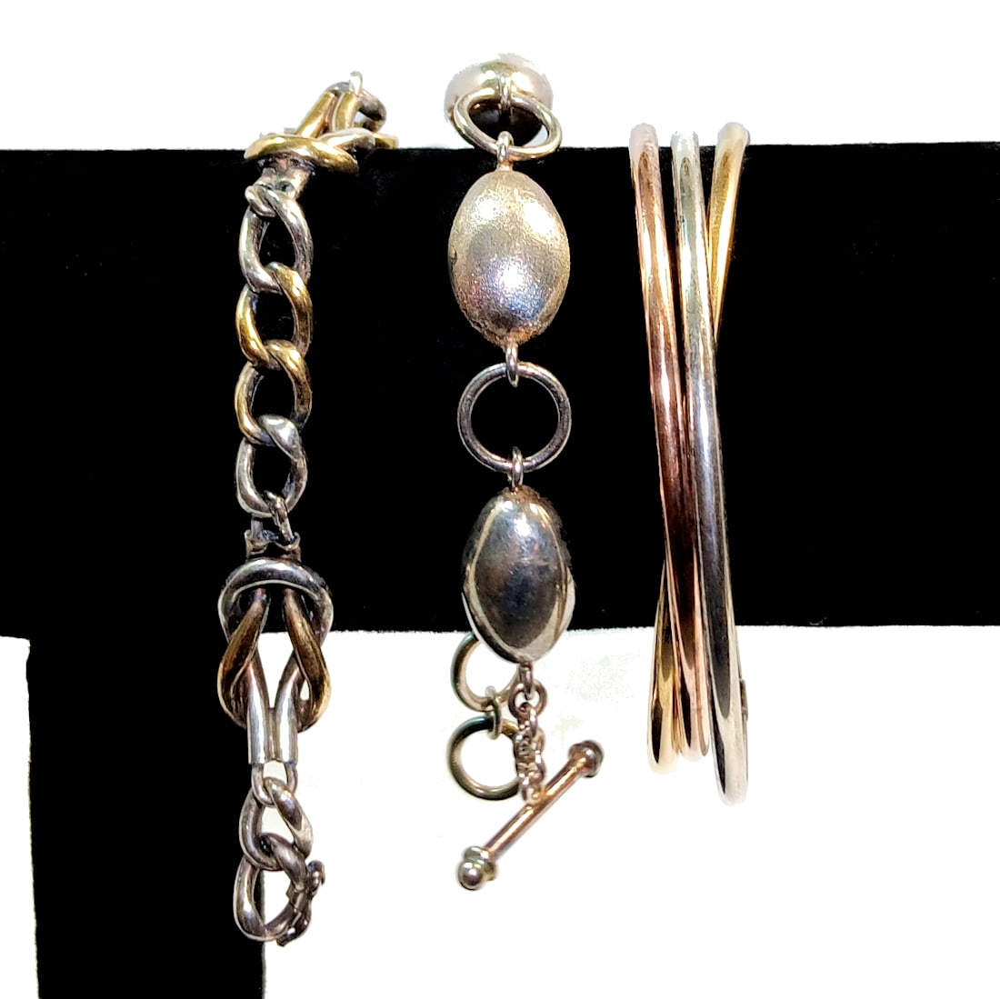 AN ESTATE  VINTAGE LOT STERLING SILVER BRACELETS 53 GRAMS (1 of 6)