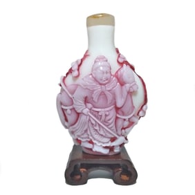 FINE CHINESE PEKING GLASS SNUFF BOTTLE GENERAL WARRIOR