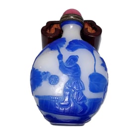 FINE ANTIQUE CHINESE PEKING GLASS SNUFF BOTTLE 19C QING