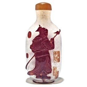 ANTIQUE CHINESE SNUFF BOTTLE GENERAL WARRIOR SIGNED QING