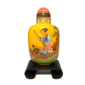 FINE IMPERIAL CHINESE SNUFF BOTTLE ENAMEL ON GLASS QIANLONG MARK