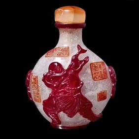 VERY FINE ANTIQUE CHINESE PEKING GLASS SNUFF BOTTLE 18TH C YANGZHOU