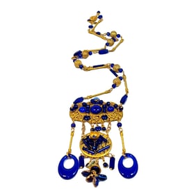 A SUPERB ROYAL BLUE GLASS NECKLACE  ORIGINAL BY STEFAN DINU