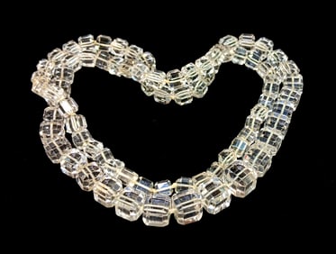 A MASSIVE ART DECO 1920S GENUINE ROCK CRYSTAL NECKLACE 32" 147 GRAMS