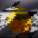 VERY FINE IMPERIAL CHINESE YELLOW GLASS SNUFF JAR RUYI BIRDS BUTTERFLIES