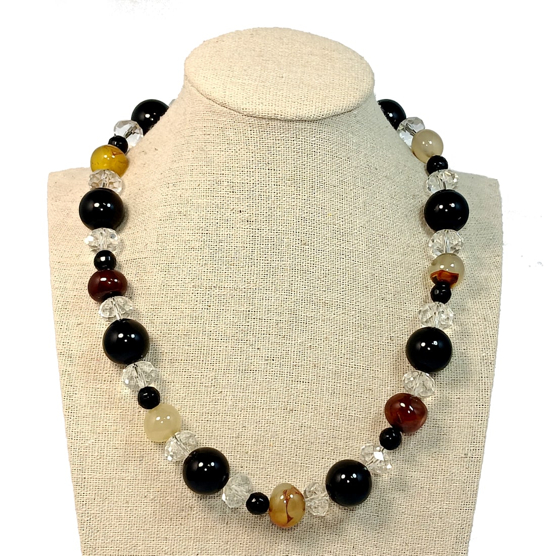 A NATURAL NECKLACE ONYX AGATE CRYSTAL 18" STERLING SILVER (1 of 5)