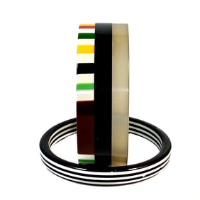 A SUPERB LOT OF 2 LAMINATED LUCITE BANGLES 2.5"  DIAMETER
