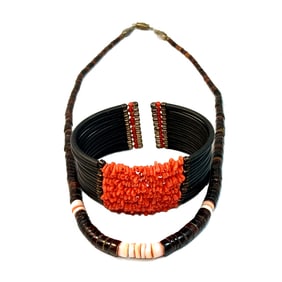 A VINTAGE SOUTHWESTERN JEWELRY LOT CORAL HEISHI