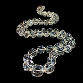 A GREAT ART DECO 1920S GENUINE ROCK CRYSTAL NECKLACE 29" 109 GRAMS
