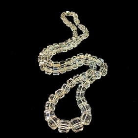 A MASSIVE ART DECO 1920S GENUINE ROCK CRYSTAL NECKLACE 32" 147 GRAMS