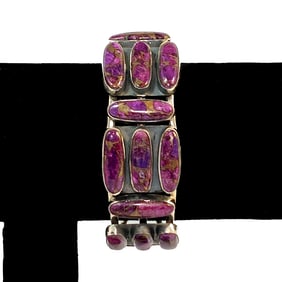 CUFF STERLING SILVER MOJAVE PURPLE TURQUOISE SOUTHWESTERN 2.25" D