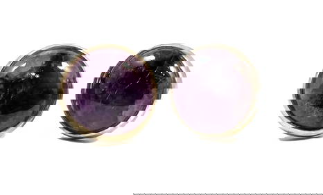 A GREAT PAIR OF VINTAGE CUFFLINKS AMETHYST STERLING SILVER 24 GRAMS (1 of 4)