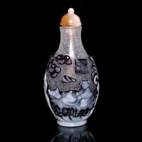 ANTIQUE CHINESE PEKING GLASS SNUFF BOTTLE 18TH C QIANLONG SEAL