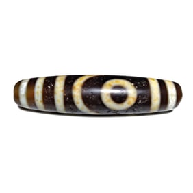 FINE SINO-TIBETAN AGATE DZI BEAD 2 EYES 58MM