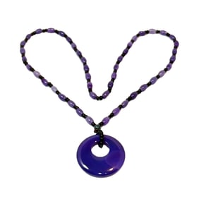 A BEAUTIFUL  CHALCEDONY  NECKLACE  24"  LONG