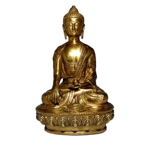 A FINE SINO TIBETAN BRONZE STATUE OF BUDDHA SHAKYAMUNI 7.75"