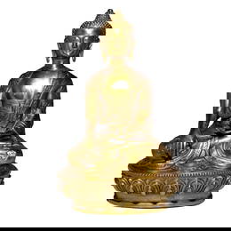 A FINE SINO TIBETAN BRONZE STATUE OF BUDDHA SHAKYAMUNI 7.75"