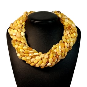 A SUPERB VINTAGE YELLOW OPALS NECKLACE 13 STRANDS DESIGNER STEPHEN DWECK