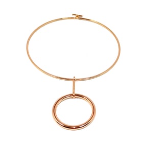 A MODERNIST ROSE GOLD TONE NECKLACE 18" LONG