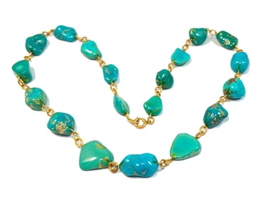 A VERY FINE VINTAGE TURQUOISE NECKLACE 18" 39 GRAMS