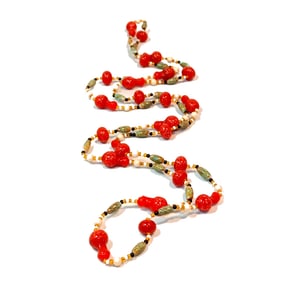 BEAUTIFUL VINTAGE FRENCH GLASS NECKLACE 50" LONG
