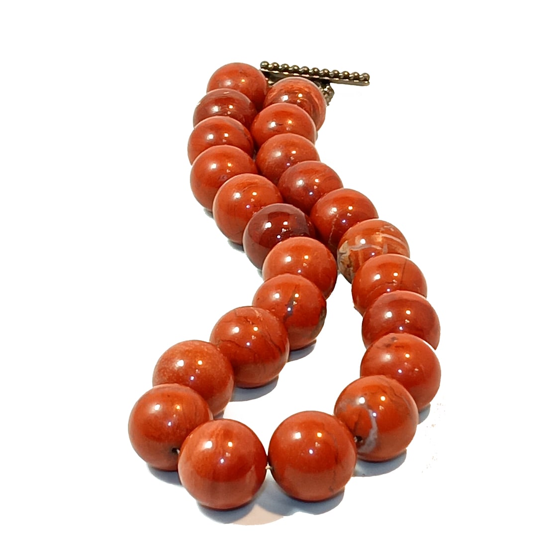 A MASSIVE JASPER NECKLACE 200 GR   18" LONG  STERLING CLASP (1 of 4)