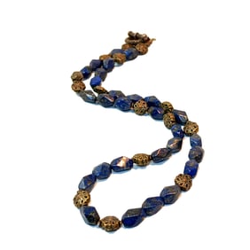 FINE VINTAGE LAPIS LAZULI NATURAL STONES NECKLACE 21" 53 GRAMS