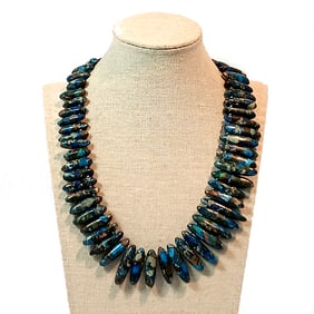 A FABULOUS VINTAGE SOUTHWESTERN TURQUOISE NECKLACE 17" 109 GR