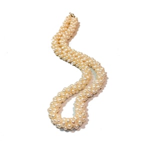 A SUPERB VINTAGE WOVEN FRESHWATER PEARL NECKLACE 18" 55 GRAMS