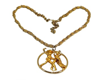 A VINTAGE FIGURAL NECKLACE SPANISH DANCERS 17"