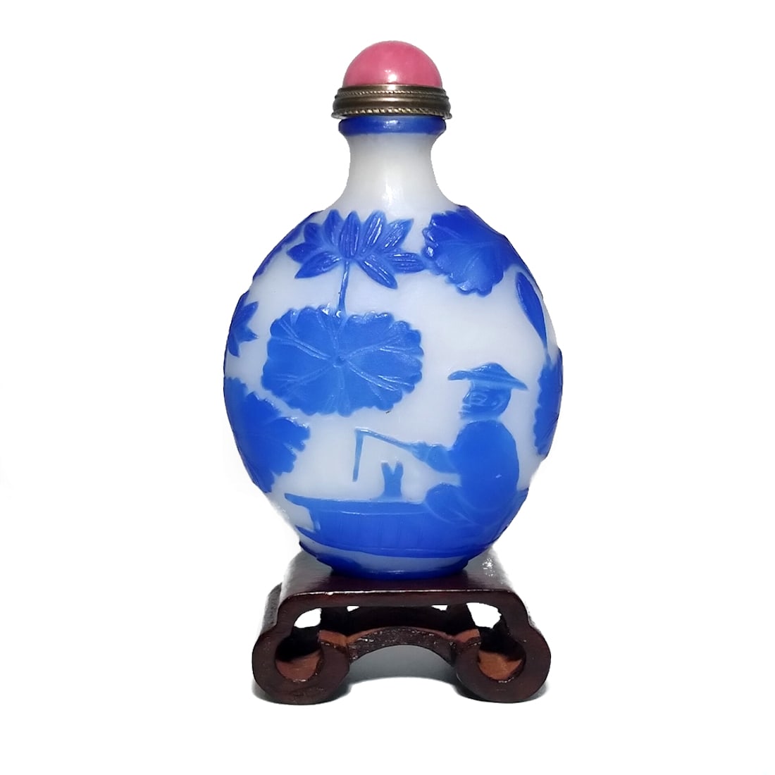 A BEAUTIFUL ANTIQUE CHINESE PEKING GLASS SNUFF BOTTLE 19C QING