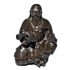 A SUPERB  ANTIQUE JAPANESE BRONZE STATUE MEIJI 19TH C