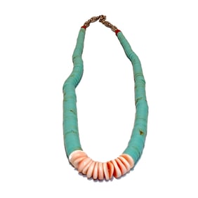 A BEAUTIFUL SOUTHWESTERN NECKLACE TURQUOISE CORAL 18"