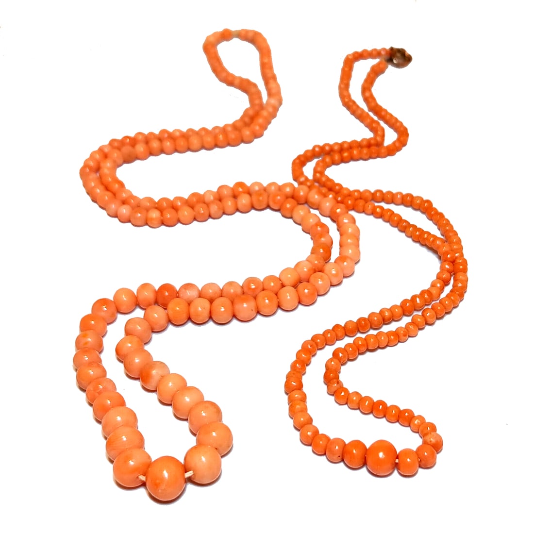 2 FINE ANTIQUE CORAL NECKLACES  19" AND 26" (1 of 4)