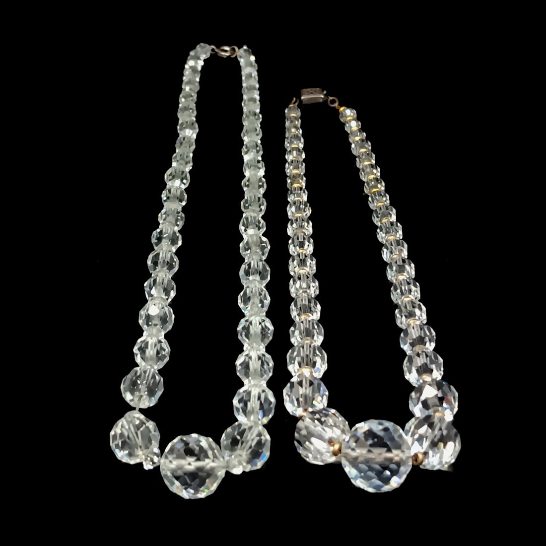 A FABULOUS VINTAGE ART DECO LOT OF 2 FACETED CRYSTAL NECKLACES (1 of 4)