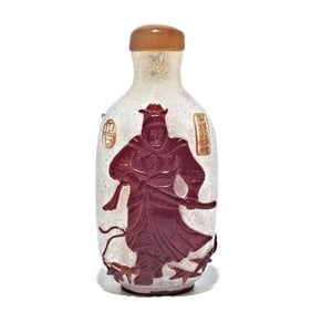 FINE ANTIQUE CHINESE SNUFF BOTTLE GENERAL WARRIOR SIGNED QING