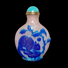 FINE ANTIQUE CHINESE CARVED SNUFF BOTTLE SQUIRREL 19TH C