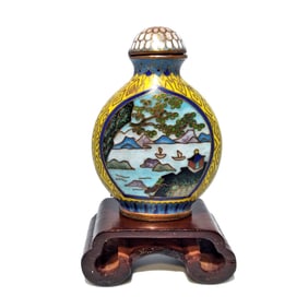 FINE ANTIQUE CHINESE SNUFF BOTTLE CLOISONNE ENAMEL 19C QING