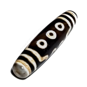 SUPERB SINO TIBETAN AGATE DZI BEAD 10 EYES 58 MM
