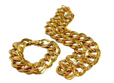 A BEAUTIFUL VINTAGE COSTUME GOLDTONE JEWELRY SET NECKLACE BRACELET