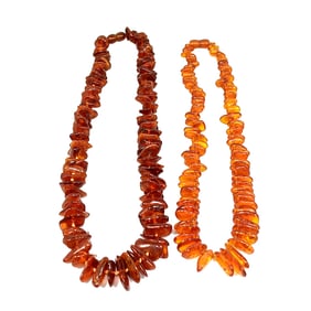 SUPERB GENUINE BALTIC BUTTERSCOTCH TWO AMBER NECKLACES