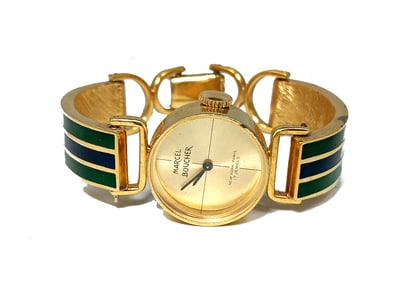 AN EXQUISITE MARCEL BOUCHER ENAMELED WATCH NEW YORK PARIS 17 JEWELS